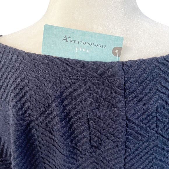 NWT Maeve By Anthropologie Navy Mikayla Textured Peplum Top Blouse Womens Sz 1X - Picture 7 of 8